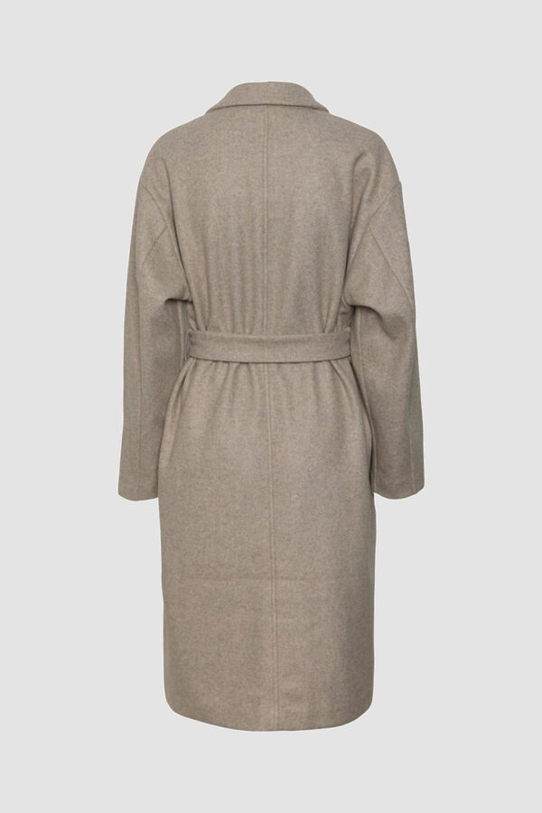 Cortefiel Long-sleeved cloth coat Beige