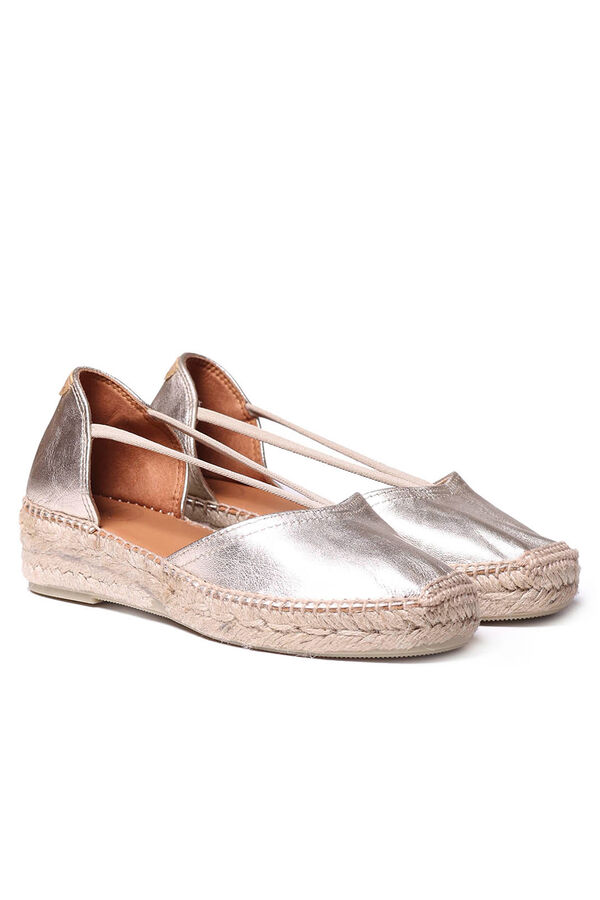 Cortefiel Leather espadrille with straps Gold