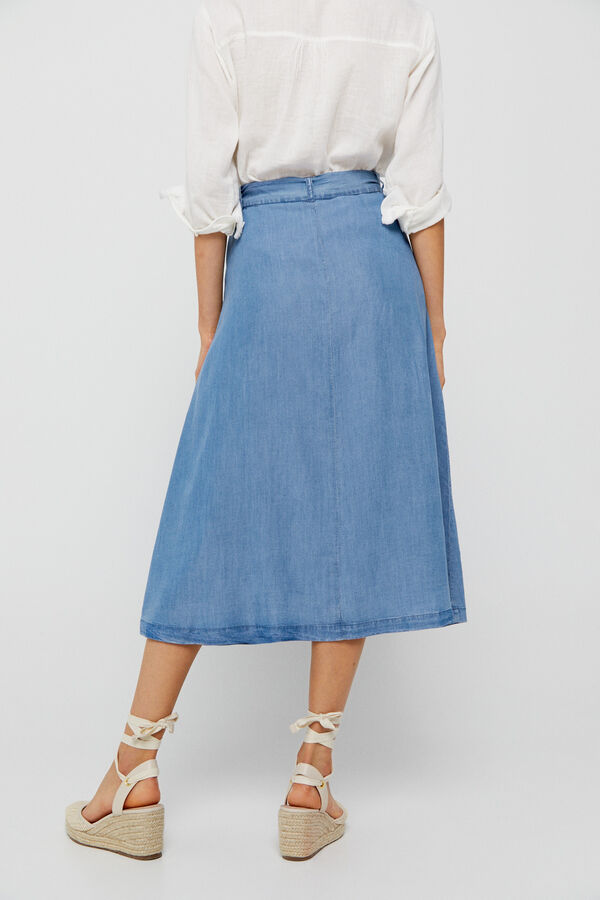 Cortefiel Flare skirt with buttons Blue