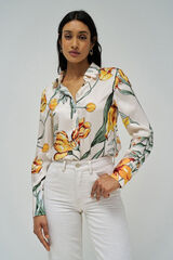 Salsa Jeans Camisa manga larga estampada Beige