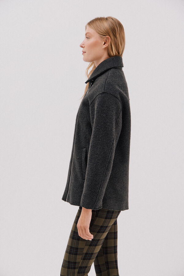 Cortefiel Short biker-style coat Dark grey