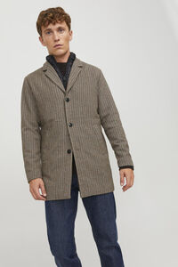 Cortefiel Wool blend coat with interior quilting Beige