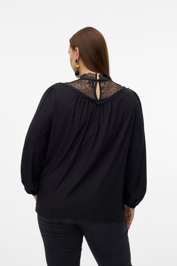 Vero Moda Curve renda de manga comprida Preto