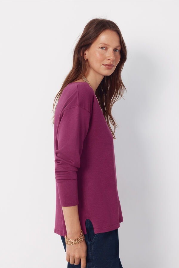 Cortefiel V-neck jumper Purple