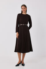 Cortefiel Long dress with seams Dark brown