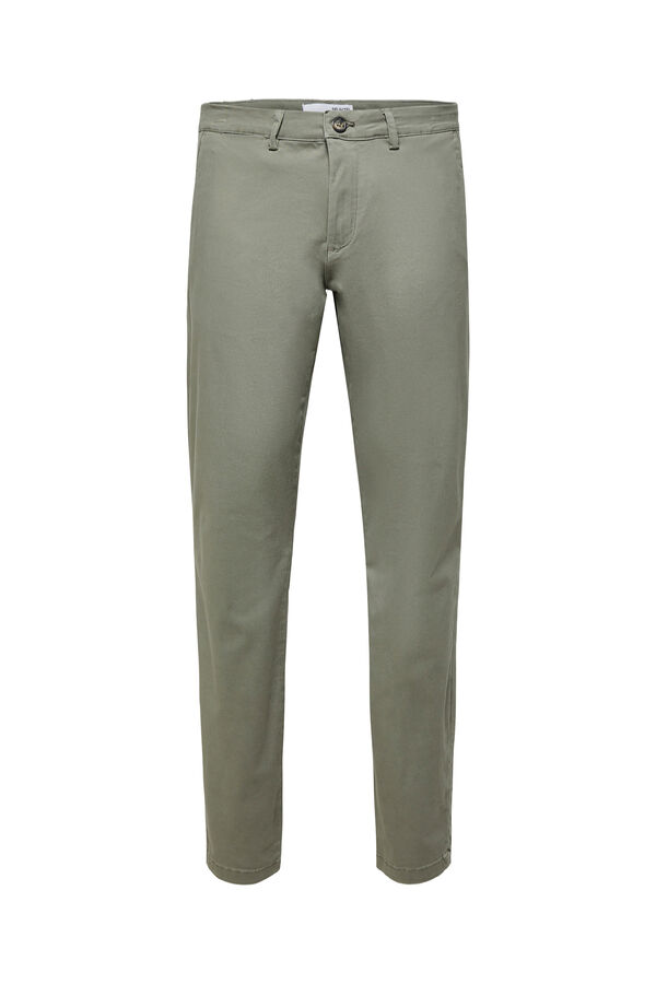 Selected Slim fit chinos pants made with organic cotton  Green