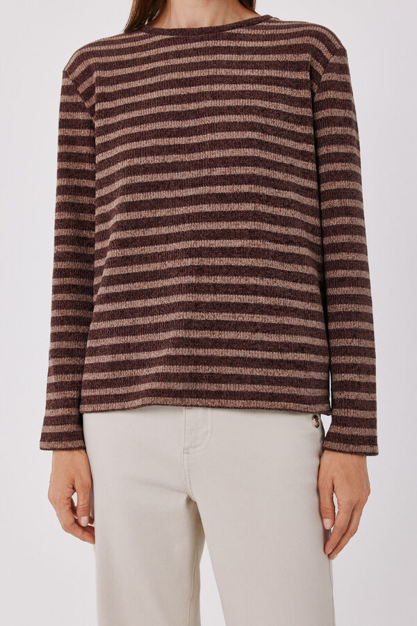 Cortefiel Chenille crew neck T-shirt Printed brown