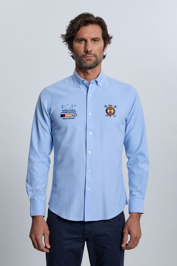 Camisa bordada España celeste
