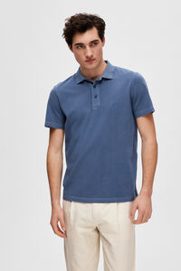 Cortefiel Short-sleeved 100% organic cotton polo shirt. Blue