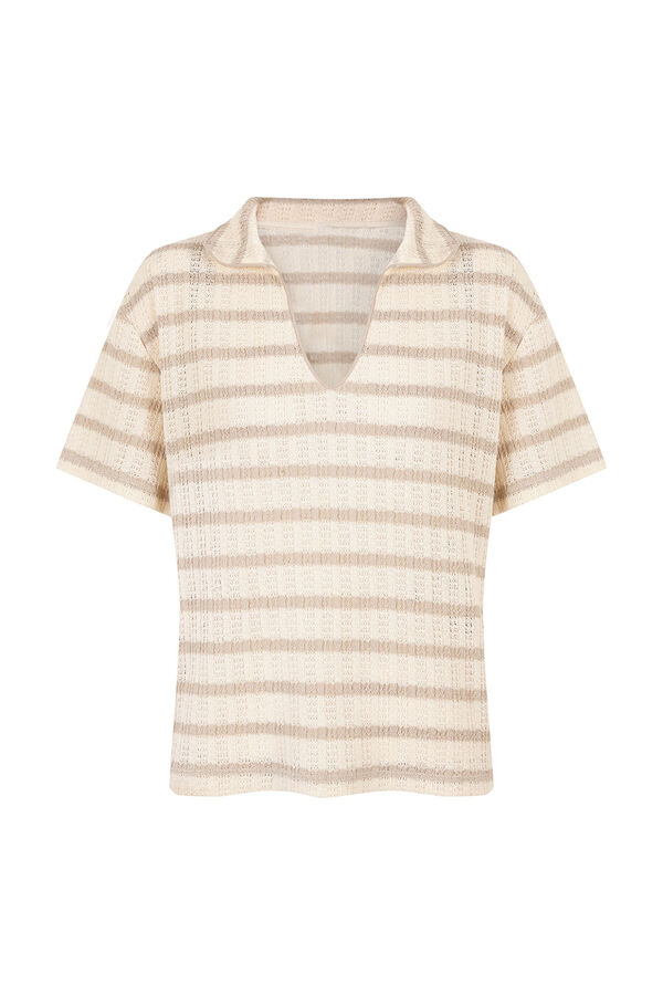Cortefiel Polo shirt with striped structure Beige