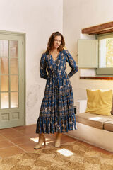 Jaase Vestido longo Stephanie com estampado Adeline  Azul