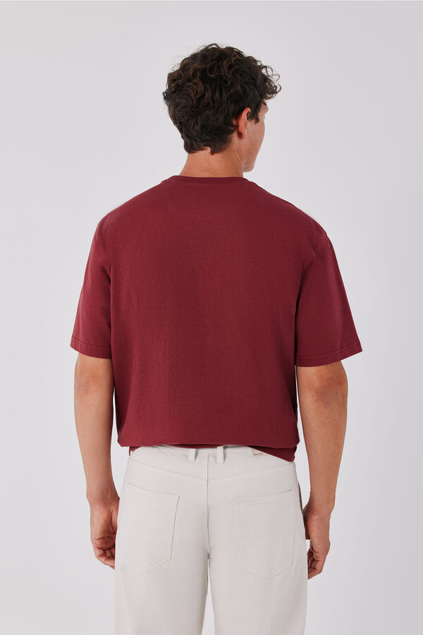 Cortefiel Basic T-shirt Maroon