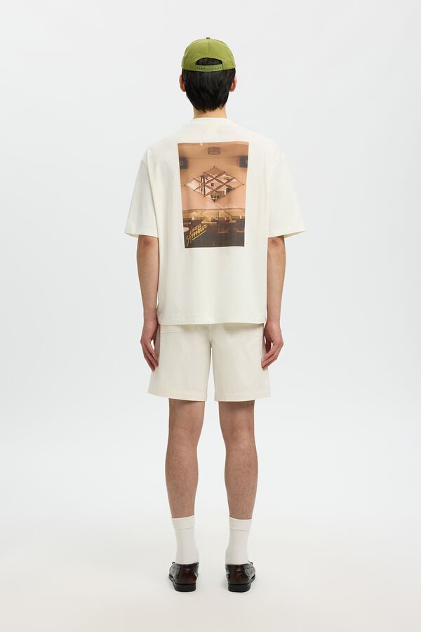 Selected T-shirt de manga curta estampada Branco