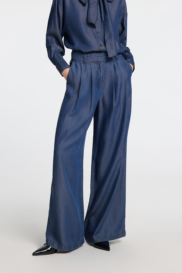Selected Femme Calças Wide Leg Azul