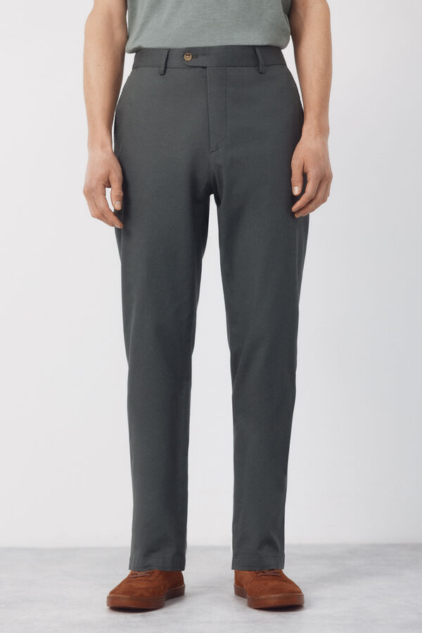 Cortefiel Cal&ccedil;a coordenada em mistura de linho Verde