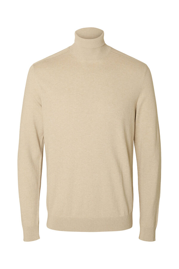 Selected Camisola de gola de algodão orgânico  Cinzento
