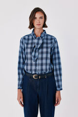 Cortefiel Plaid tie shirt Printed blue