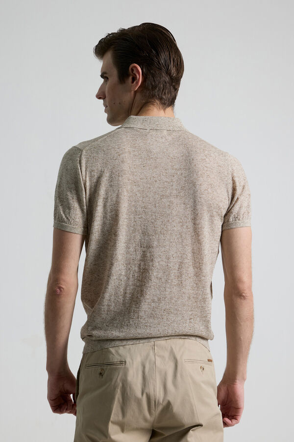 PuroEGO Camisa polo de malha com linho Tostado