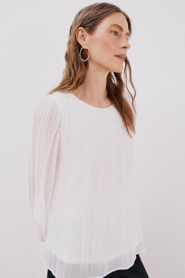 Cortefiel Pleated blouse White