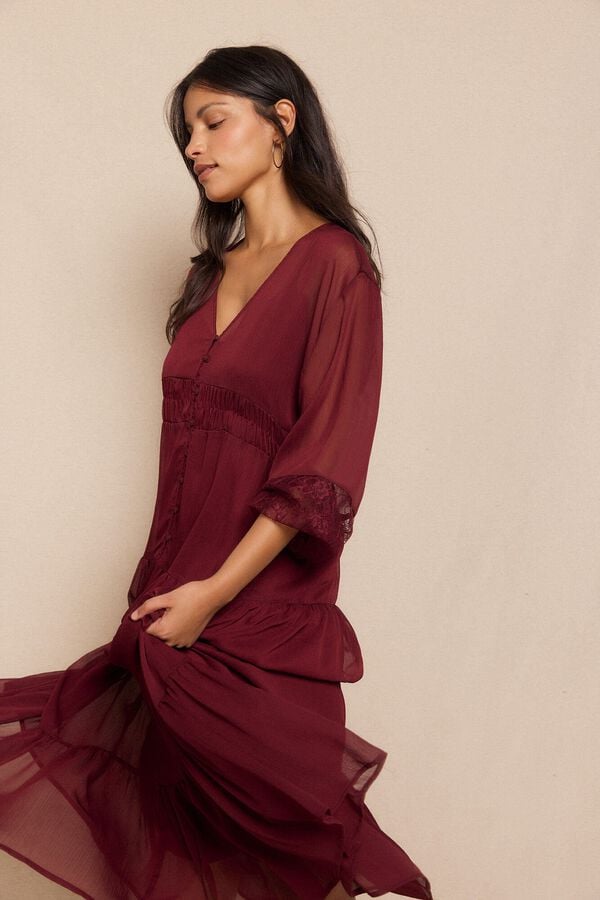 Slowlove Vestido fluido Granate
