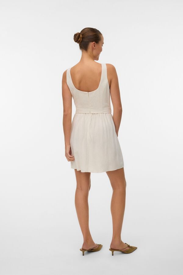 Vero Moda Vestido curto em linho Tostado