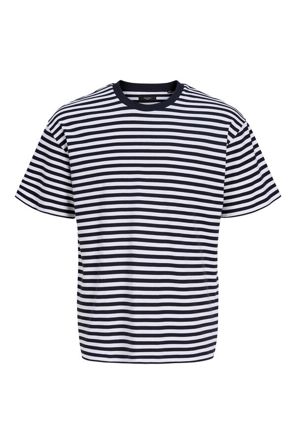 Jack & Jones T-shirt de riscas gola redonda Azul