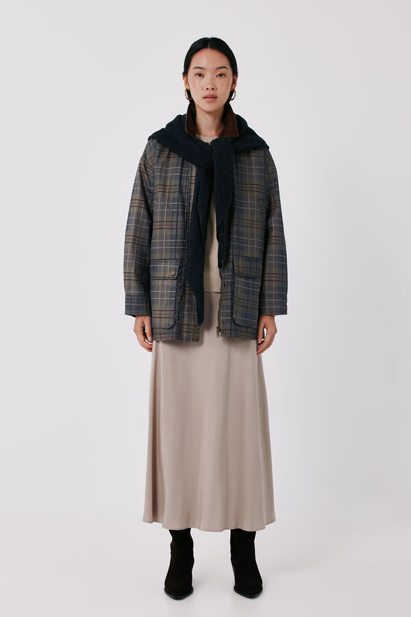 Cortefiel Long waxed parka Multicolour