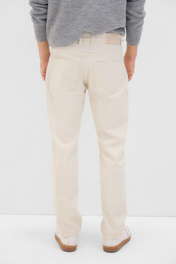 Cortefiel 5-pocket regular fit coloured trousers Ivory