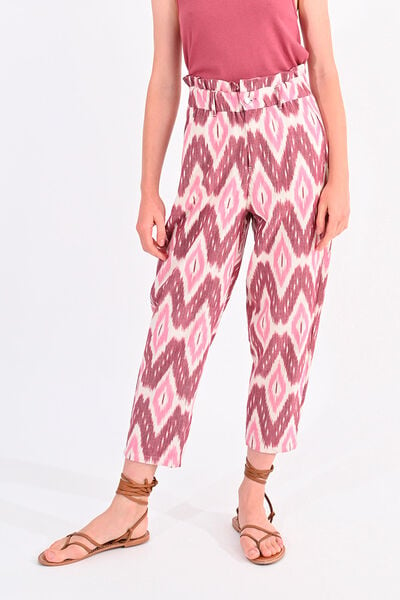 Cortefiel Women's printed ankle-length trousers Pink