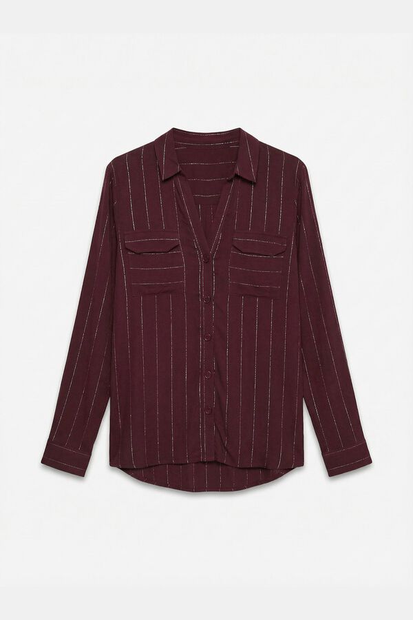Vero Moda Fluid shirt with metallic stripes Maroon