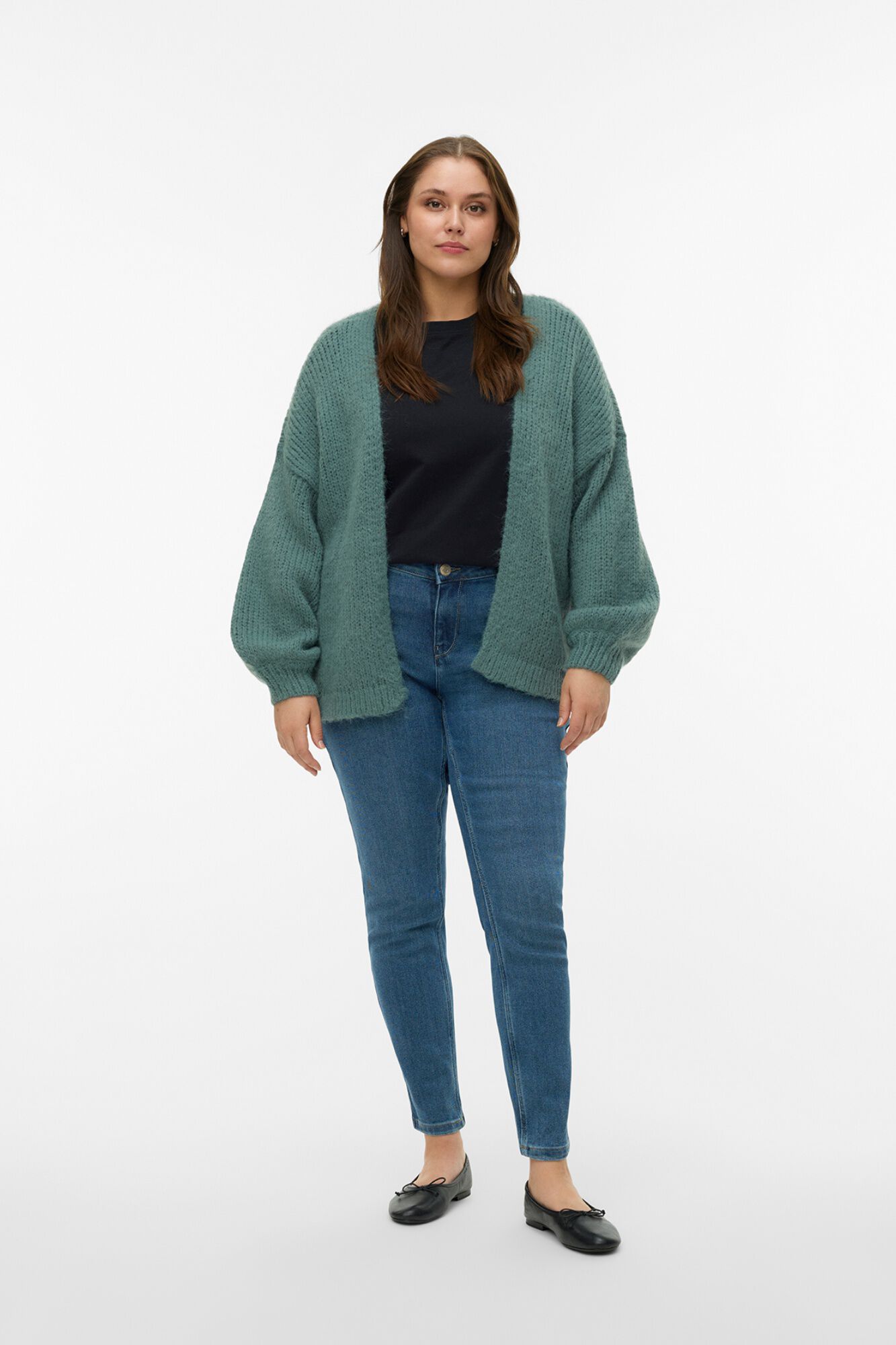 Vero Moda Curve Casaco de malha aberto em malha grossa
