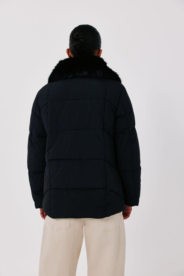Cortefiel Puffer short anorak Black