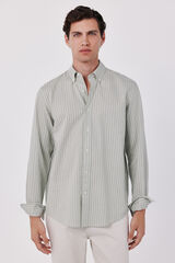 Cortefiel Striped light oxford shirt Kaki