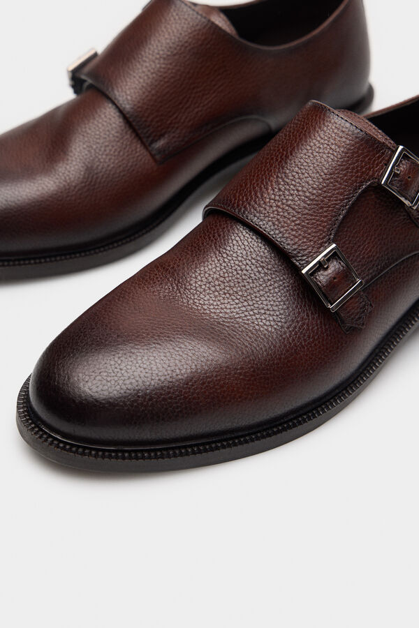 Cortefiel Double-buckle dress shoe Dark brown