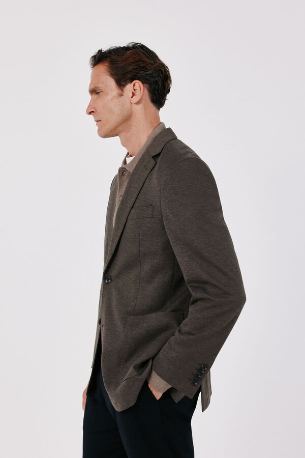 Cortefiel Toasted serge knit blazer Brown