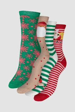 Cortefiel Pack de calcetines navideños Verde pistacho