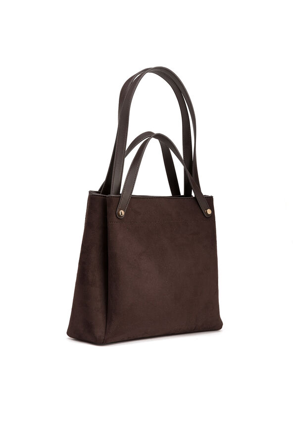 Vilanova Mala tote bag com efeito camurça Castanho