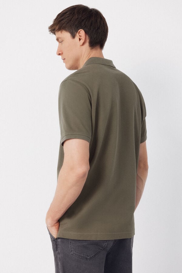 Cortefiel Basic piqu&eacute; polo shirt Kaki