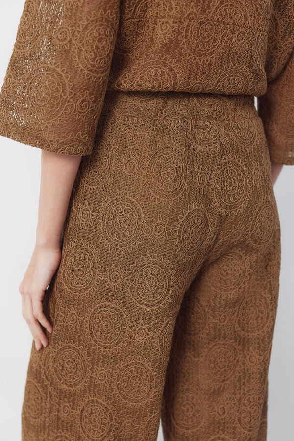 Cortefiel Crochet jersey-knit pants Kaki