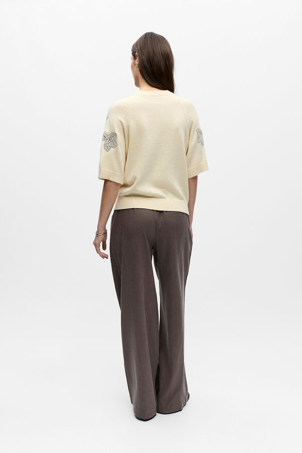 Object Camisola manga curta bordada Tostado