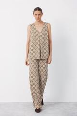 Cortefiel Pantal&oacute;n de punto Estampado verde