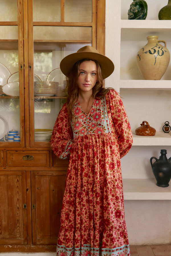 Jaase Vestido midi Eve estampado Lilliana Laranja