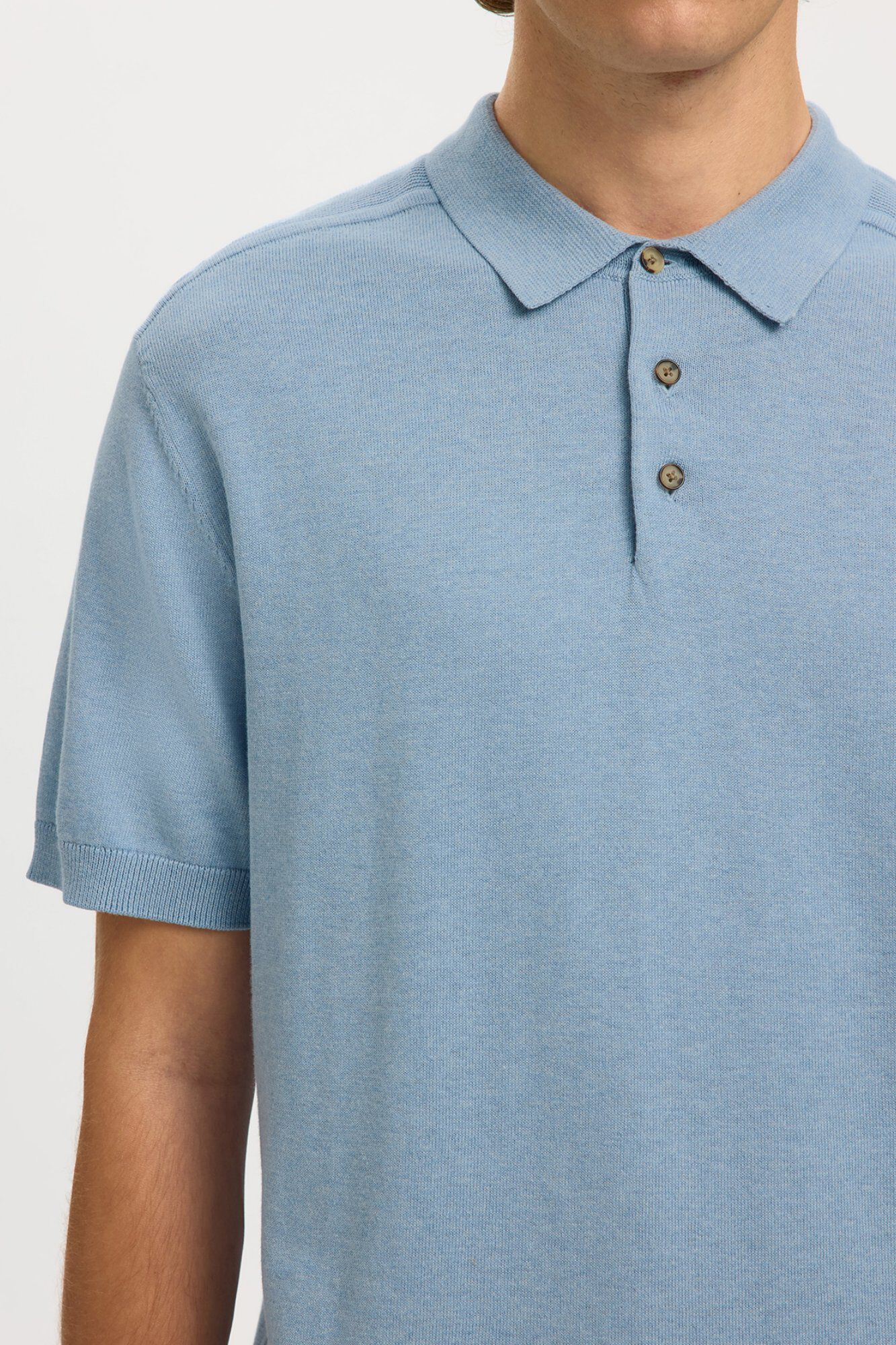 Selected Jersey-knit short sleeve polo shirt