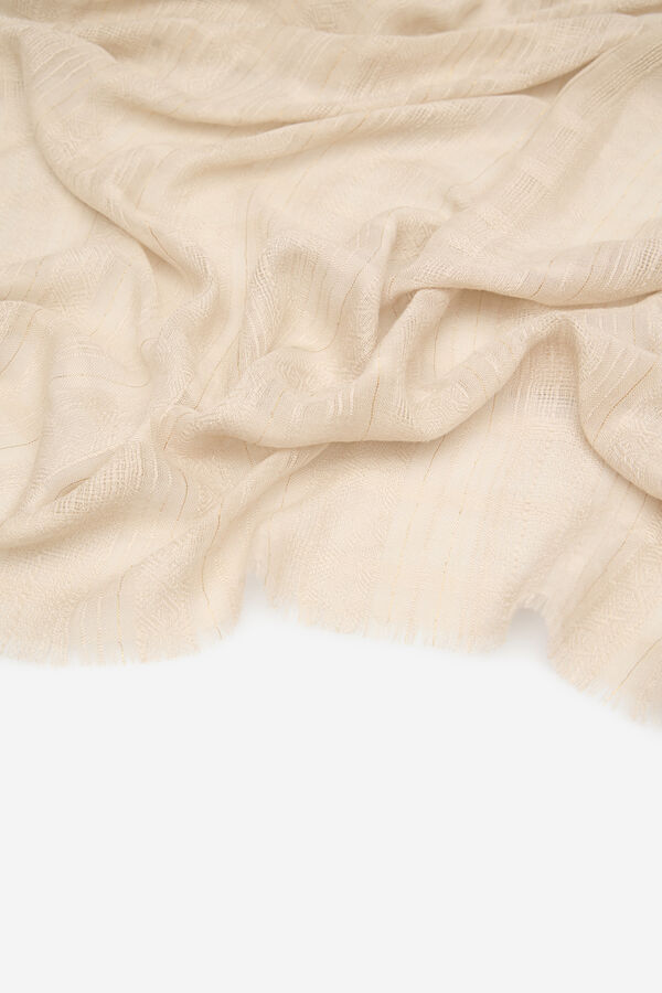 Cortefiel Lurex textured scarf Ivory
