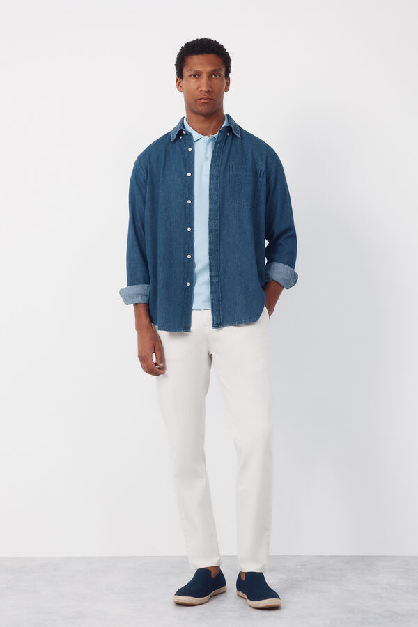 Cortefiel Embroidered polo shirt Blue