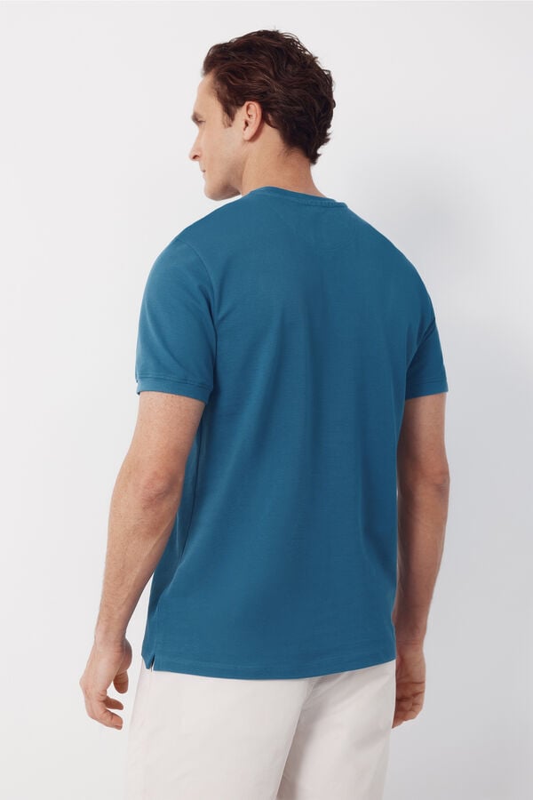 Cortefiel Piqu&eacute; basic T-shirt Blue