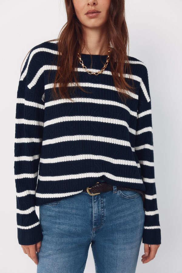 Cortefiel Soft feel jumper Printed blue