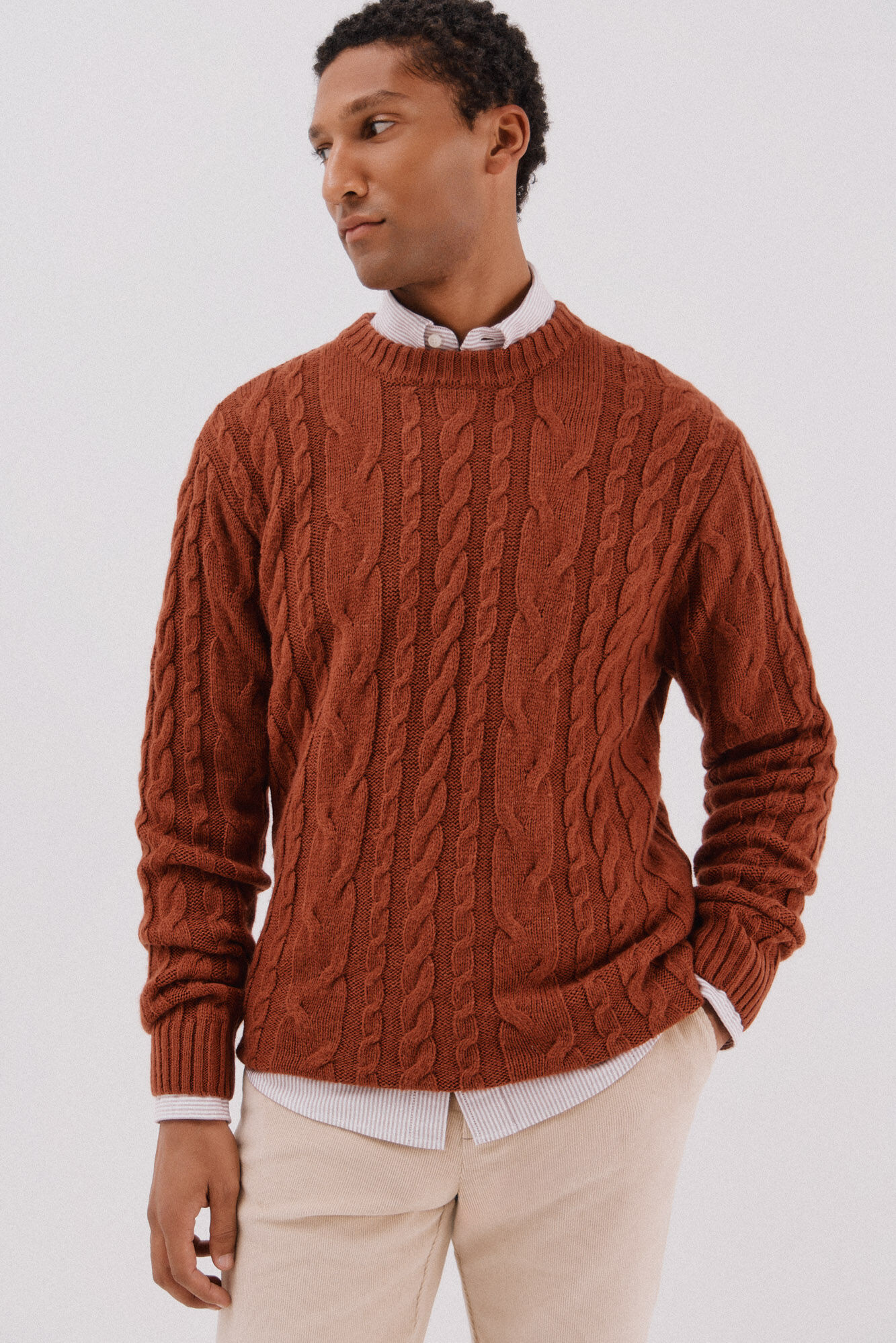 Cortefiel Wool knit crew neck sweater