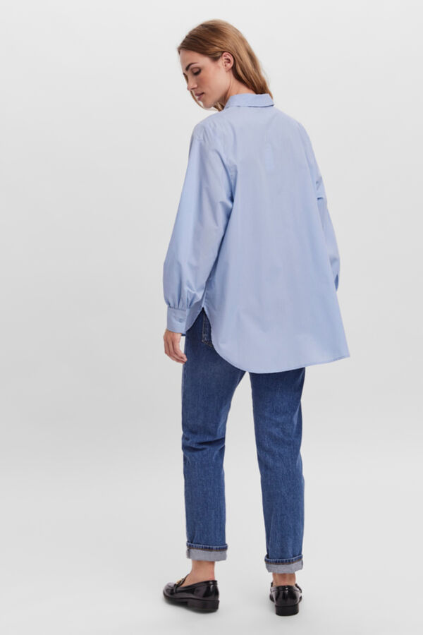 Cortefiel Camisa oversize de mujer manga larga Azul