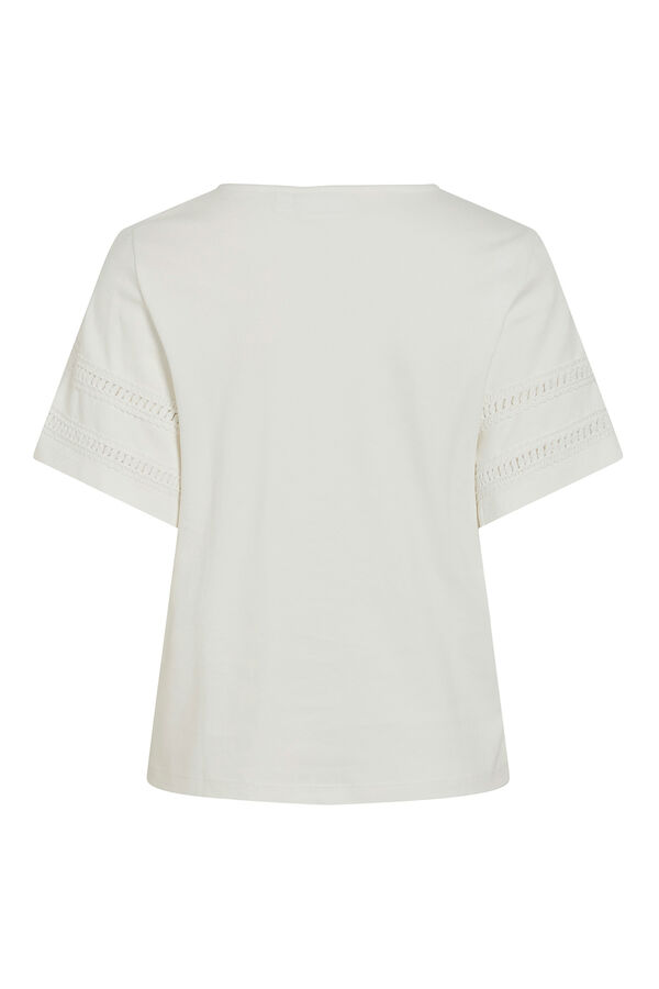 Vila Camiseta de algodão orgânico com vazados Branco